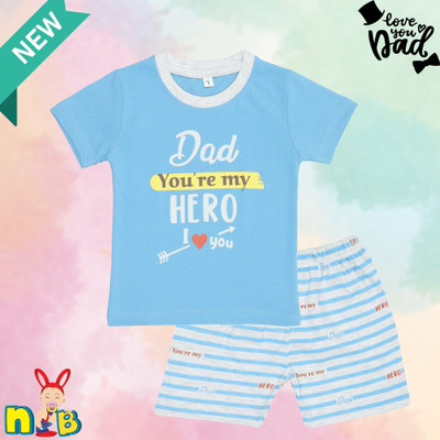 Miss & Chief Baby Boys & Baby Girls Casual T-shirt Shorts(Light Blue)