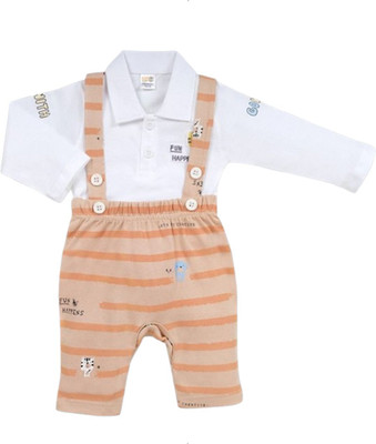 Pompidou Baby Boys Casual Suspenders Shirt(Sand)