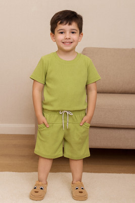 KRIVA Boys & Girls Casual T-shirt Shorts(Mint)