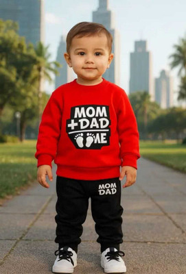 TEENS LAND Baby Boys & Baby Girls Casual T-shirt Trouser(red)
