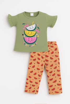 KidsCute Baby Girls Casual Top Pant(Pista)