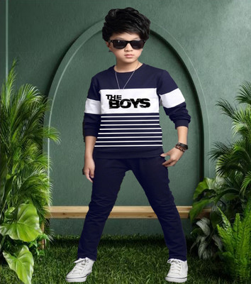 DRUZZEE Boys Casual T-shirt Track Pants(Navy)