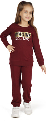 TRESNOVA Girls Casual Top Pyjama(BURGUNDY)