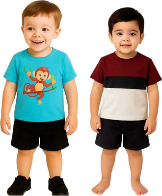 SEGRO Baby Boys & Baby Girls Casual T-shirt Shorts(MINT, MEHROON)