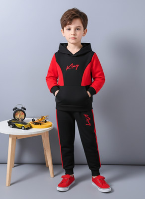 HIKUJ Boys Casual Sweatshirt Track Pants(Red)