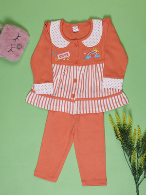 V-MART Baby Girls Casual Dress Legging(Orange)