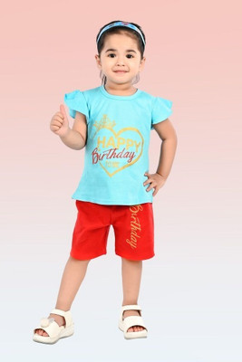 HENA TEXTILE Baby Girls Casual Top Shorts(SKY)