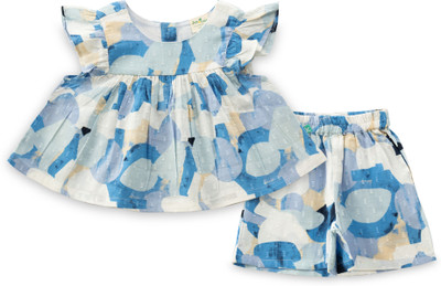 JusCubs Girls Casual Top Shorts(Blue)