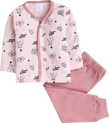 Baby Eli Baby Boys & Baby Girls Casual T-shirt Pyjama(Pink)
