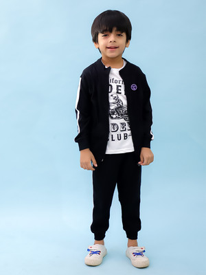 CHANDRIKA LIFESTYLE Boys Casual T-shirt Jacket, Trouser(BLACK)