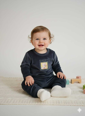 kanakya Baby Boys & Baby Girls Kung Fu Panda Casual Sweatshirt Trouser(NAVY BLUE)