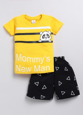 AVACUB Baby Boys & Baby Girls Casual T-shirt Shorts(Yellow)