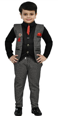 Go Berry Boys Party(Festive) Shirt Jeans, Bow Tie, Waistcoat(GREY)