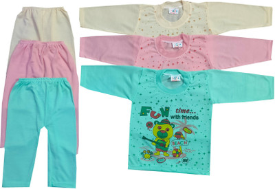 Siddhi Enterprises Baby Boys & Baby Girls Casual T-shirt Pyjama(GREEN)