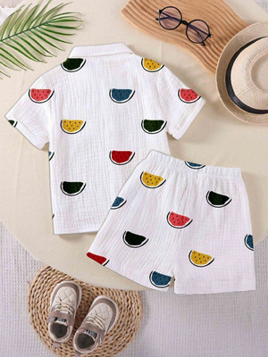 AADHYAFASHION Baby Boys Casual Shirt Shorts(White)