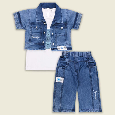 Silver Kraft Girls Casual Top Shorts(Blue)