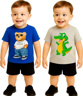 SEGRO Baby Boys & Baby Girls Casual T-shirt Shorts(ROYAL, GREY)