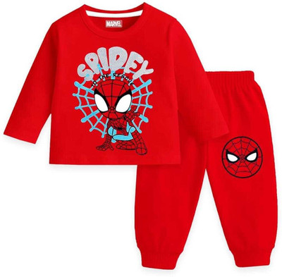 LITTLEMAMA Baby Boys Spiderman Casual T-shirt Pant(red)