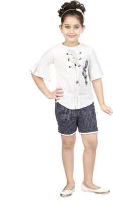 TrendyCreations Girls Casual Top Pant(Dark Blue)