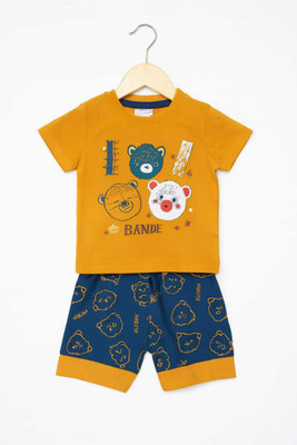 Tiny Cuddles Baby Boys Casual T-shirt Shorts(mustard)