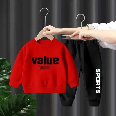 Z COLLECTION Boys Casual Sweatshirt Track Pants(Red)