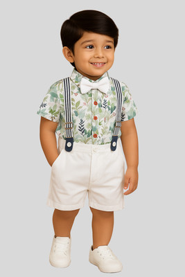 KRIYU CREATION Boys Party(Festive) Shirt Shorts(GREEN)
