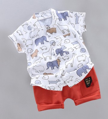 vrunda creation Baby Boys & Baby Girls Casual Shirt Shorts(White)