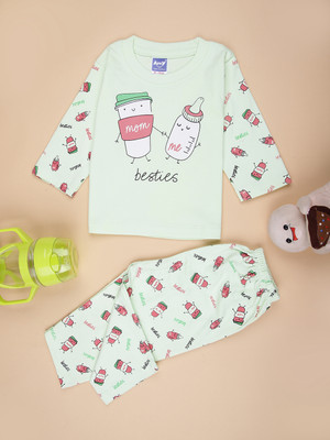 V-MART Baby Boys Casual T-shirt Pyjama(Green)