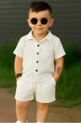 Femisha Creation Boys Casual Shirt Shorts(White)