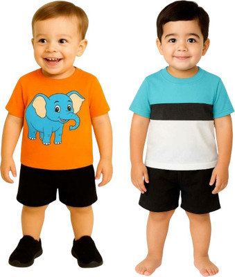 SEGRO Baby Boys & Baby Girls Casual T-shirt Shorts(ORANGE)