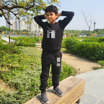 CHOMBOOKA Boys & Girls Casual Sweatshirt Trouser(Black)