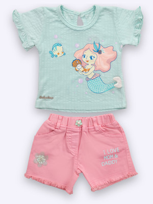 BABY'S DAY Baby Girls Casual Top Pant(Sky Blue)