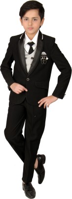 Fourfolds 5 Piece Coat suit Solid Boys Suit