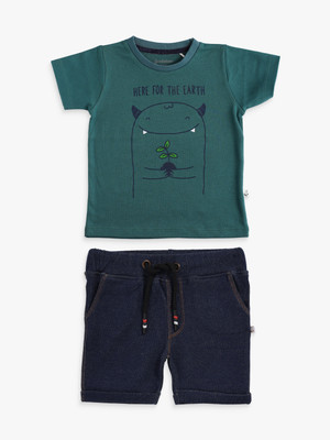 eebabee Baby Boys & Baby Girls Casual T-shirt Shorts(Green & Dark Blue)