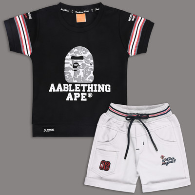 Wishkaro Baby Boys Casual T-shirt Shorts(Black)