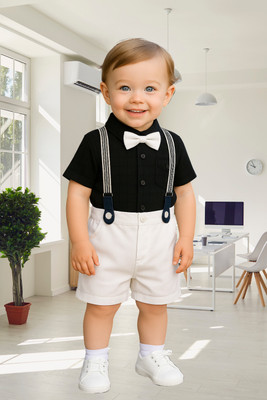 KRIYU CREATION Boys Party(Festive) Shirt Shorts(BLACK)