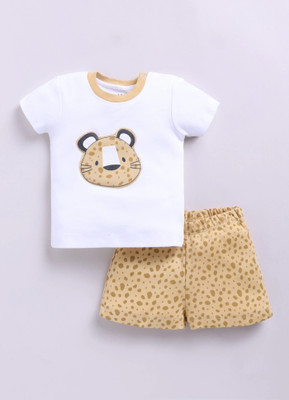 Smart Baby Baby Boys Casual T-shirt Shorts(White & Brown)