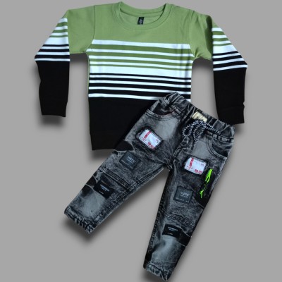 KidsBazaar Boys Casual T-shirt Jeans(Light Green)