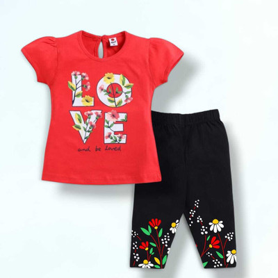 FASTCRY Baby Girls Casual Top Pant(Red)