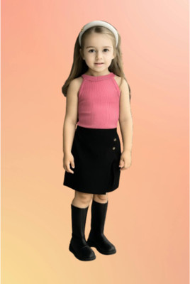 RIYASNHI Girls Casual Top Shorts(Pink, Black)