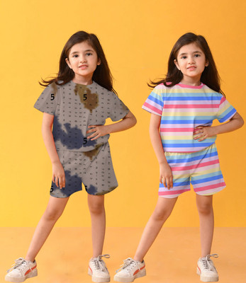 NVELIS Girls Casual T-shirt Shorts(Multicolor 3)