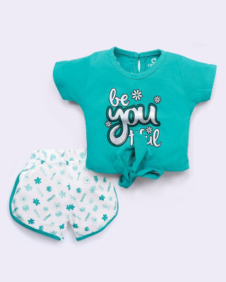 CERABI Girls Casual Top Shorts(Green)