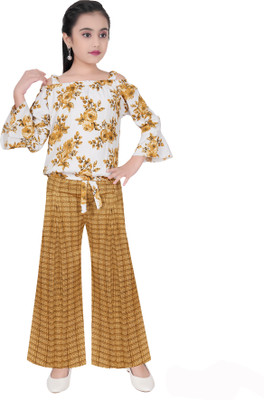 CLOTH ADDA Girls Party(Festive) Top Pyjama(Yellow)