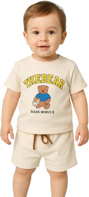 MiniMighty Baby Boys Casual T-shirt Shorts(CREAM)