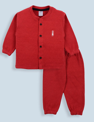 3BROS Baby Boys & Baby Girls Casual Shirt Pyjama(Cherry Red)