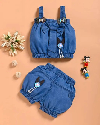 REBEKA FASHION Baby Girls Party(Festive) Dress Shorts(Blue)