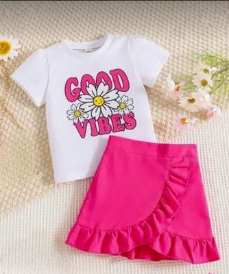 HouseOfCommon Baby Girls Casual Top Skirt(White Pink)