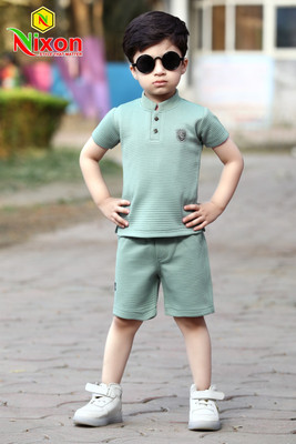 Meena and company Boys Casual T-shirt Shorts(Light green)