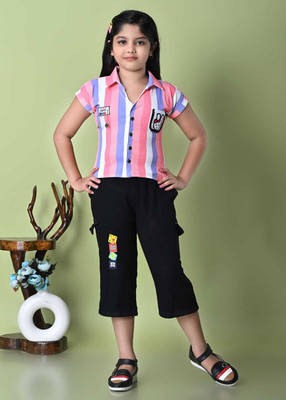 SKRAFATGARMENTS Girls Party(Festive) Top Pant(Pink)