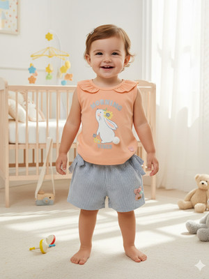 Jelly Joy Baby Girls Casual Top Shorts(Orange)